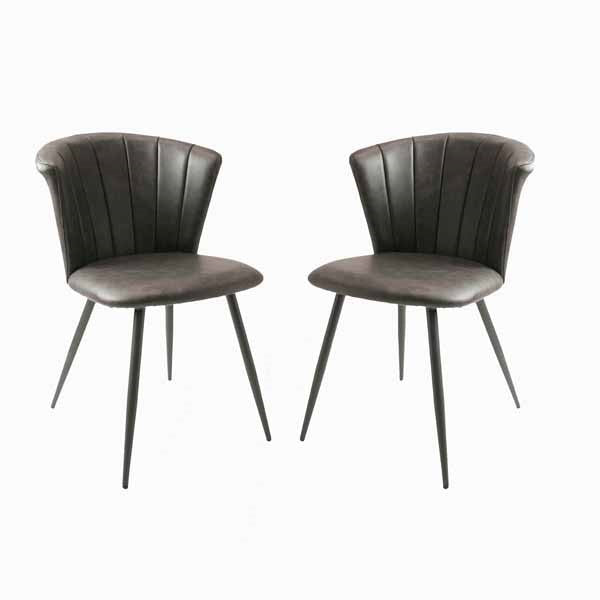 Modern Grey PU Leather Upholstered Curved Back Dining Chair - Home Furniture Interiors