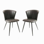 Modern Grey PU Leather Upholstered Curved Back Dining Chair - Home Furniture Interiors