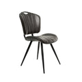Modern Grey PU Leather Upholstered Dining Chair with Black Steel Legs