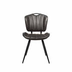 Modern Grey PU Leather Upholstered Dining Chair with Black Steel Legs - Home Furniture Interiors