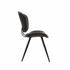Modern Grey PU Leather Upholstered Dining Chair with Black Steel Legs - Home Furniture Interiors