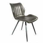 Contemporary Grey Vegan Leather Dining Chair with Steel Legs - Home Furniture Interiors