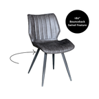 Contemporary Grey Vegan Leather Dining Chair with Steel Legs - Home Furniture Interiors