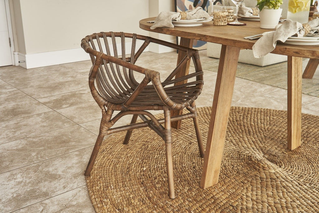 Modern Style Brown Bamboo Curved Back Dining Chair - Home Furniture Interiors