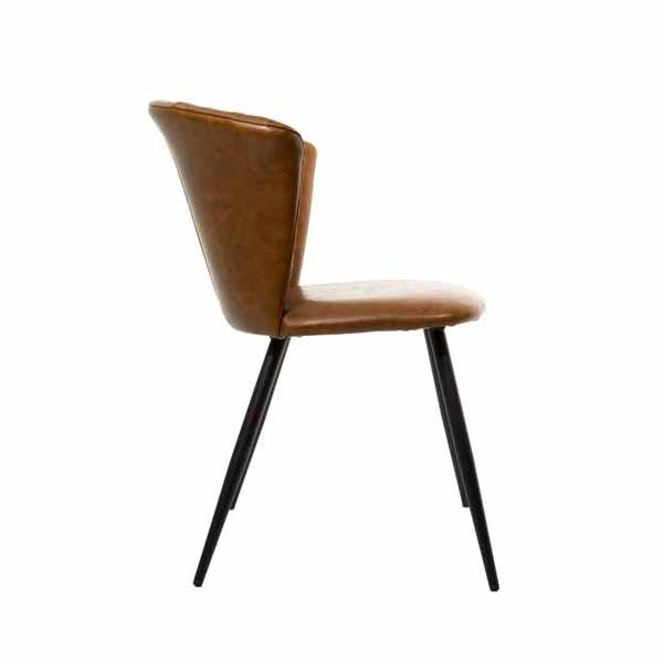 Modern Tan PU Leather Upholstered Curved Back Dining Chair - Home Furniture Interiors