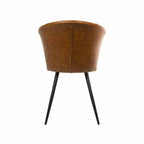 Modern Tan PU Leather Upholstered Curved Back Dining Chair - Home Furniture Interiors
