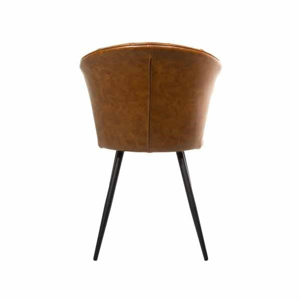 Modern Tan PU Leather Upholstered Curved Back Dining Chair - Home Furniture Interiors
