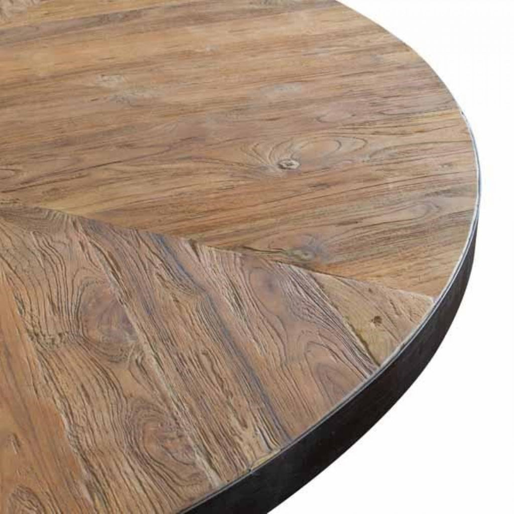 Industrial Dark Grey Mango Wood 4 Seater Round Dining Table - Home Furniture Interiors
