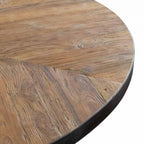 Industrial Dark Grey Mango Wood 4 Seater Round Dining Table - Home Furniture Interiors