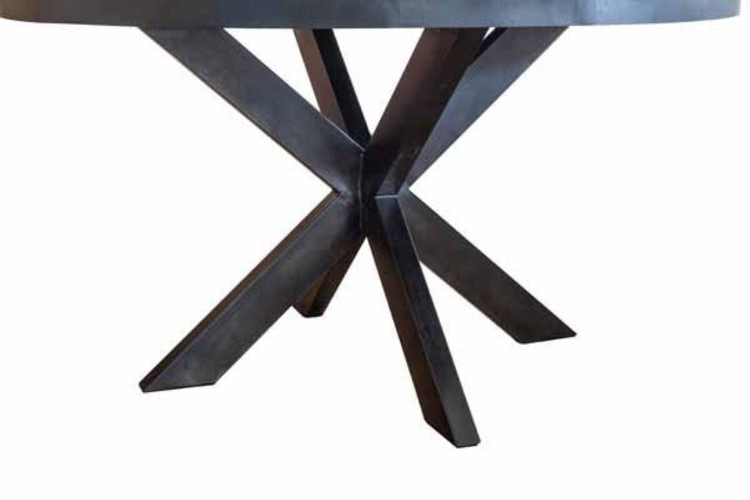 Industrial Dark Grey Mango Wood 4 Seater Round Dining Table - Home Furniture Interiors