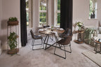 Natural Recycled Wood and Metallic 4 Seater Round Dining Table - Home Furniture Interiors