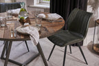 Natural Recycled Wood and Metallic 4 Seater Round Dining Table - Home Furniture Interiors