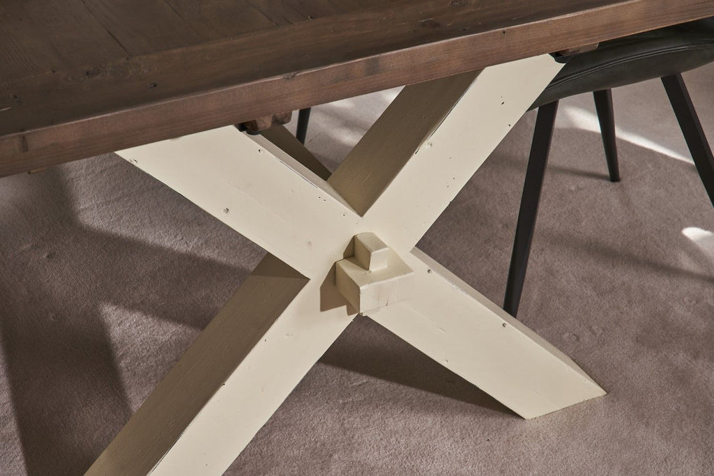 White Solid Pine Two Tone 6 Seater Dining Table with Matt Lacquer Finish - Home Furniture Interiors