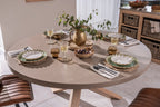 Modern Oatmeal Oak 4 Seater Round Dining Table 150cm - Home Furniture Interiors
