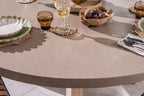 Modern Oatmeal Oak 4 Seater Round Dining Table 150cm - Home Furniture Interiors
