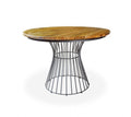 Rustic Mango Wood Wire Base Bistro 4 Seater Round Dining Table