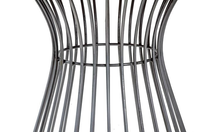 Rustic Mango Wood Wire Base Bistro 4 Seater Round Dining Table - Home Furniture Interiors