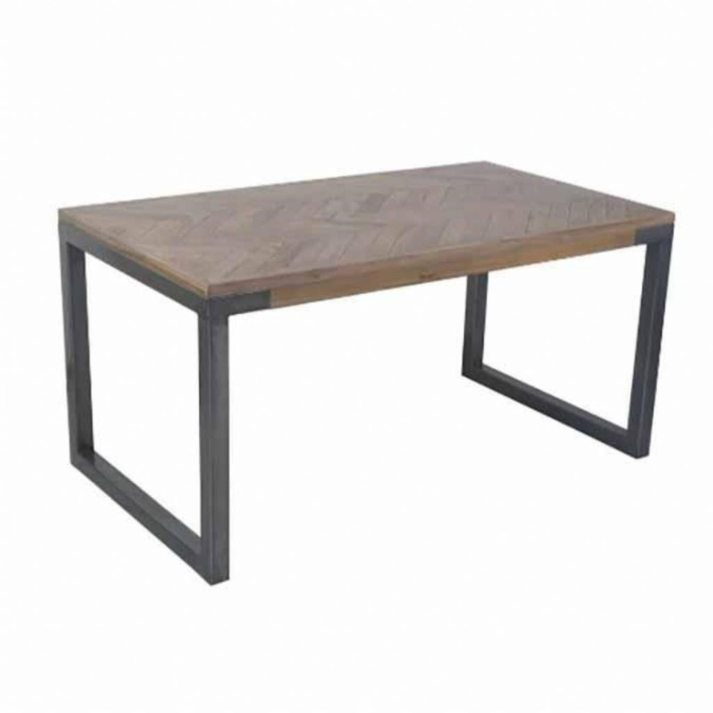 Industrial Style Brown Mango Wood Top 4 Seater Rectangular Dining Table - Home Furniture Interiors