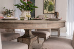 Modern Weathered Reclaimed Wood 4 Seater Round Dining Table 150cm - Home Furniture Interiors