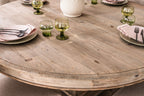 Modern Weathered Reclaimed Wood 4 Seater Round Dining Table 150cm - Home Furniture Interiors