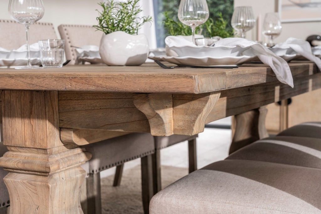 Traditional Oak Rectangular Extending Dining Table with Double Pedestal Base - Home Furniture Interiors