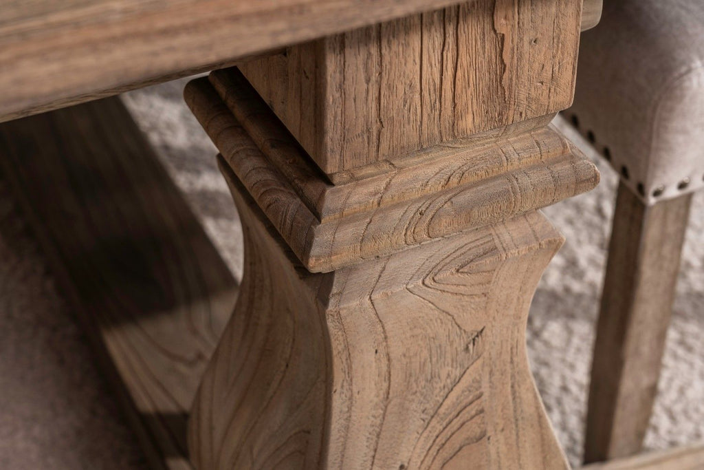 Traditional Oak Rectangular Extending Dining Table with Double Pedestal Base - Home Furniture Interiors