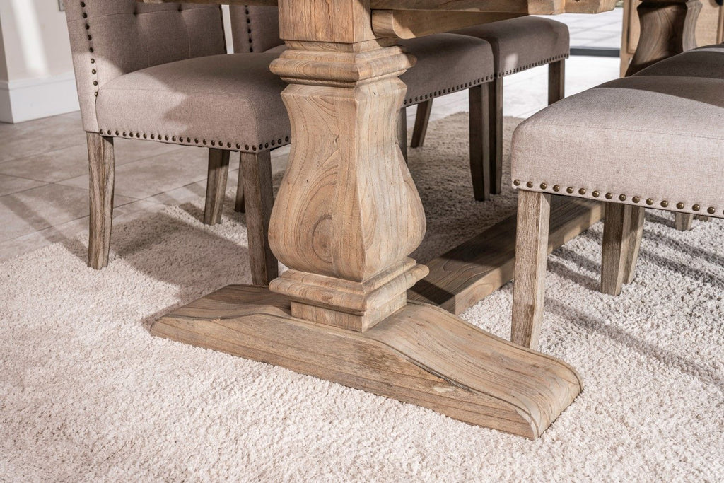 Traditional Oak Rectangular Extending Dining Table with Double Pedestal Base - Home Furniture Interiors