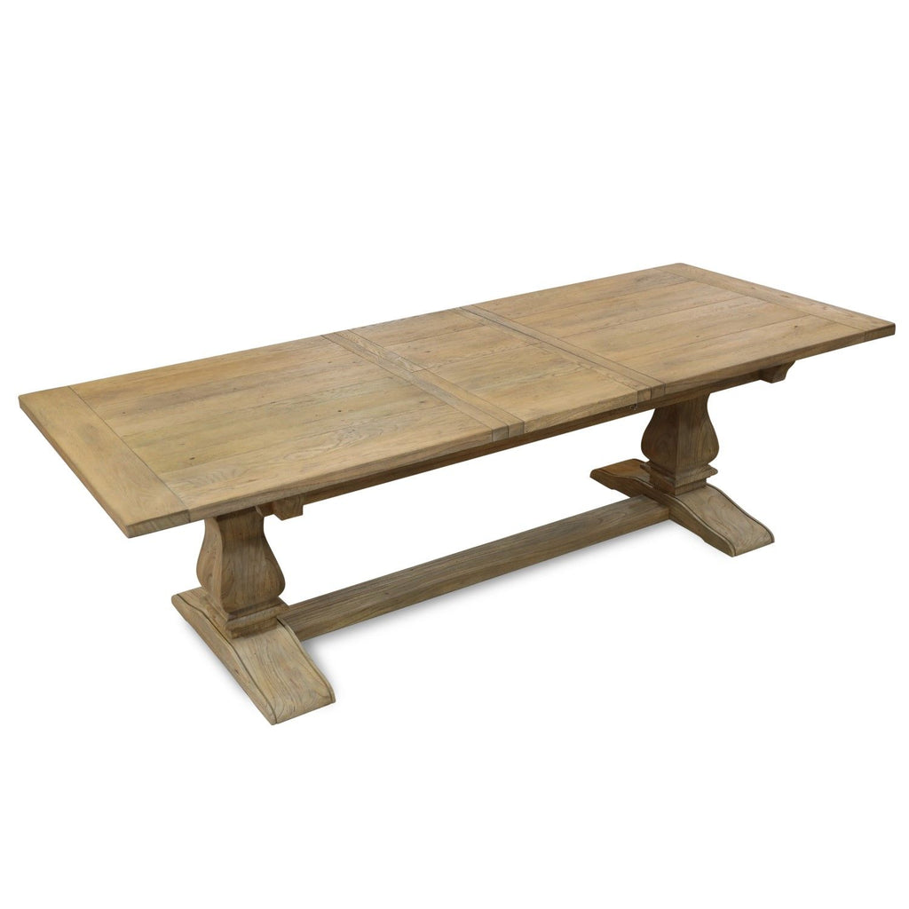 Traditional Oak Rectangular Extending Dining Table with Double Pedestal Base - Home Furniture Interiors