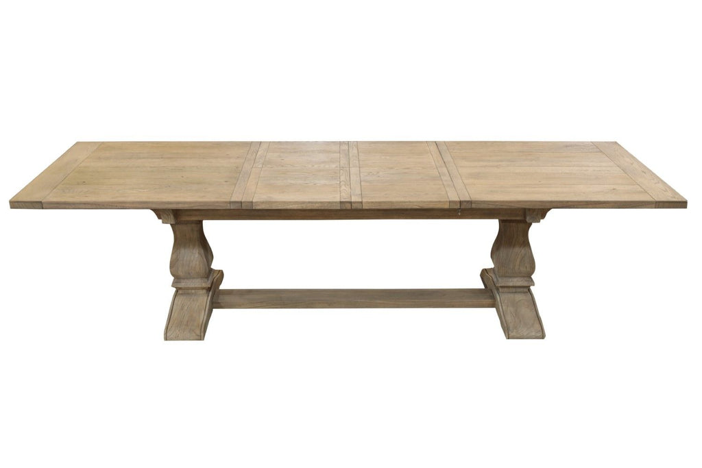 Traditional Oak Rectangular Extending Dining Table with Double Pedestal Base - Home Furniture Interiors