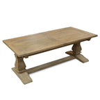 Traditional Oak Rectangular Extending Dining Table with Double Pedestal Base - Home Furniture Interiors