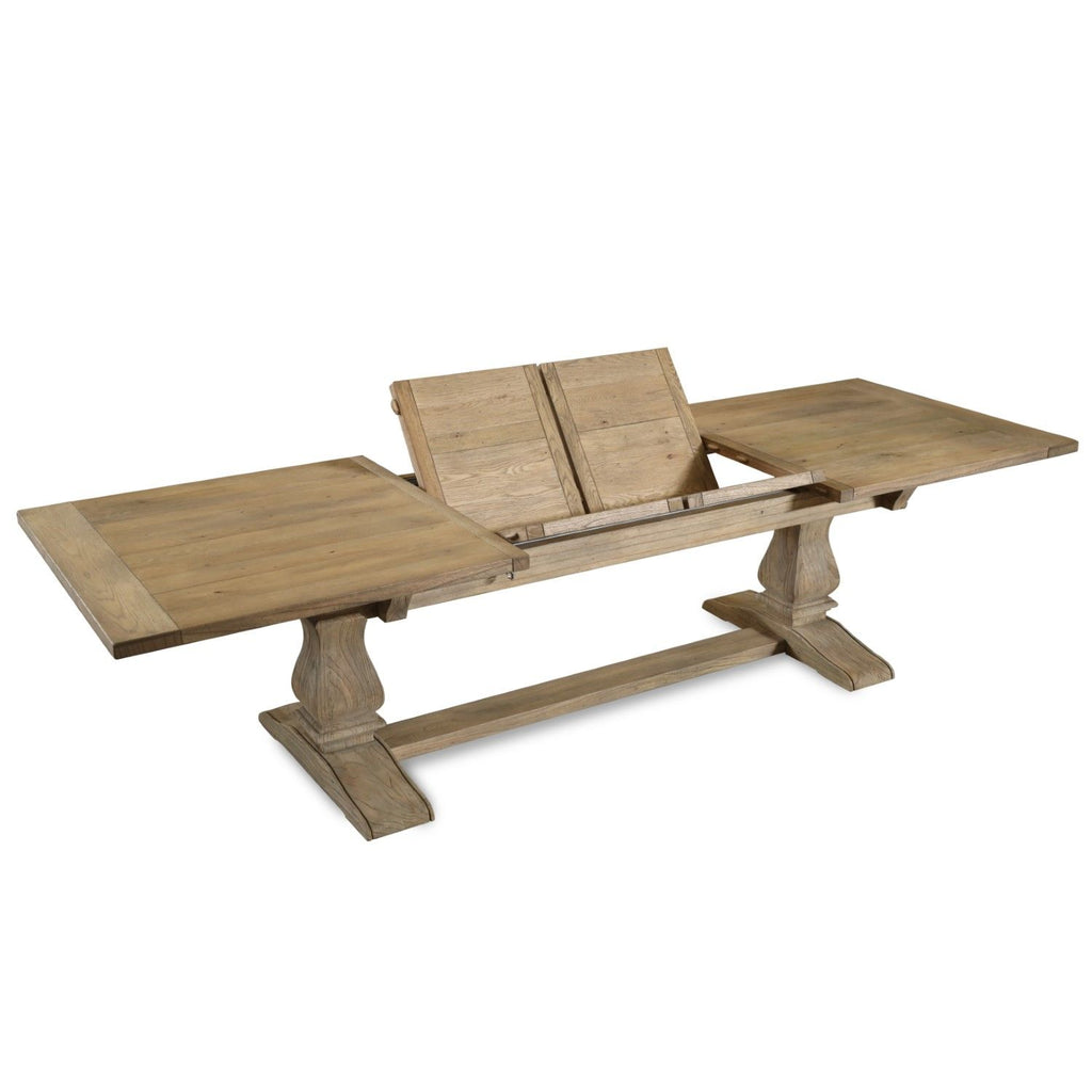 Traditional Oak Rectangular Extending Dining Table with Double Pedestal Base - Home Furniture Interiors