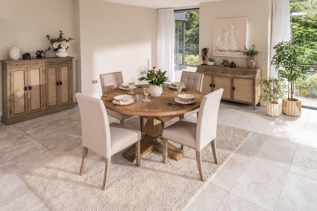 Traditional Oak Round 150 to 200cm Extending Dining Table - Home Furniture Interiors