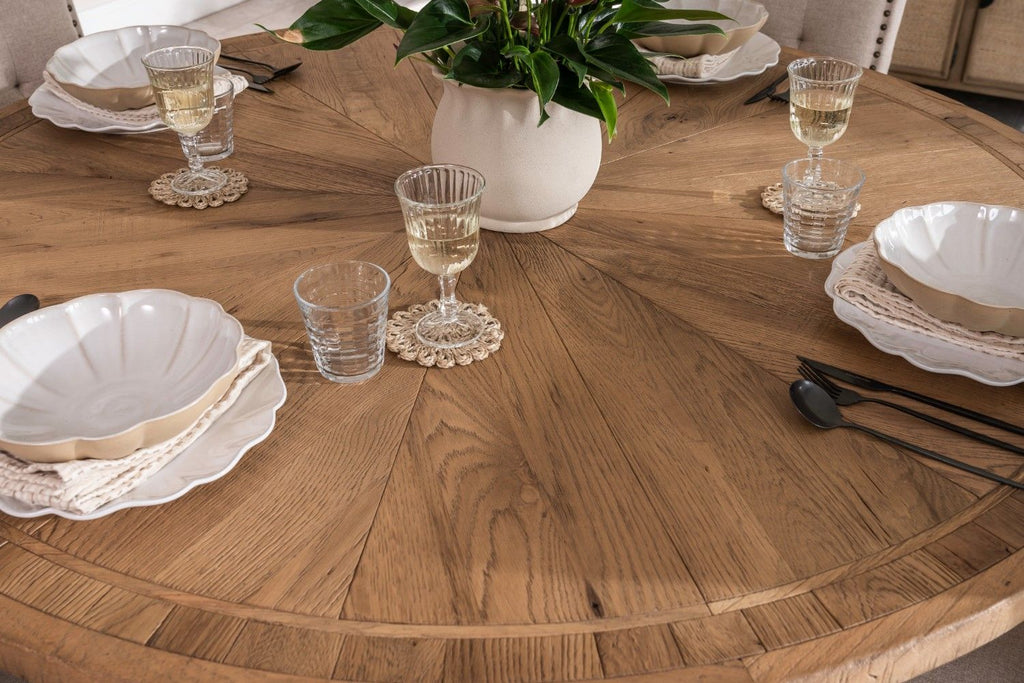 Traditional Oak Round 150 to 200cm Extending Dining Table - Home Furniture Interiors