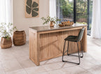 Modern Beige Solid Wood Kitchen Island with Wicker Storage - Home Furniture Interiors