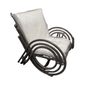 Art Deco Grey Kubu Rattan Curved Lounge Chair with Cushioned Seat