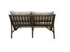 Garden Brown Bamboo 2 Seater Lounge Sofa with White Canvas Cushions - Home Furniture Interiors