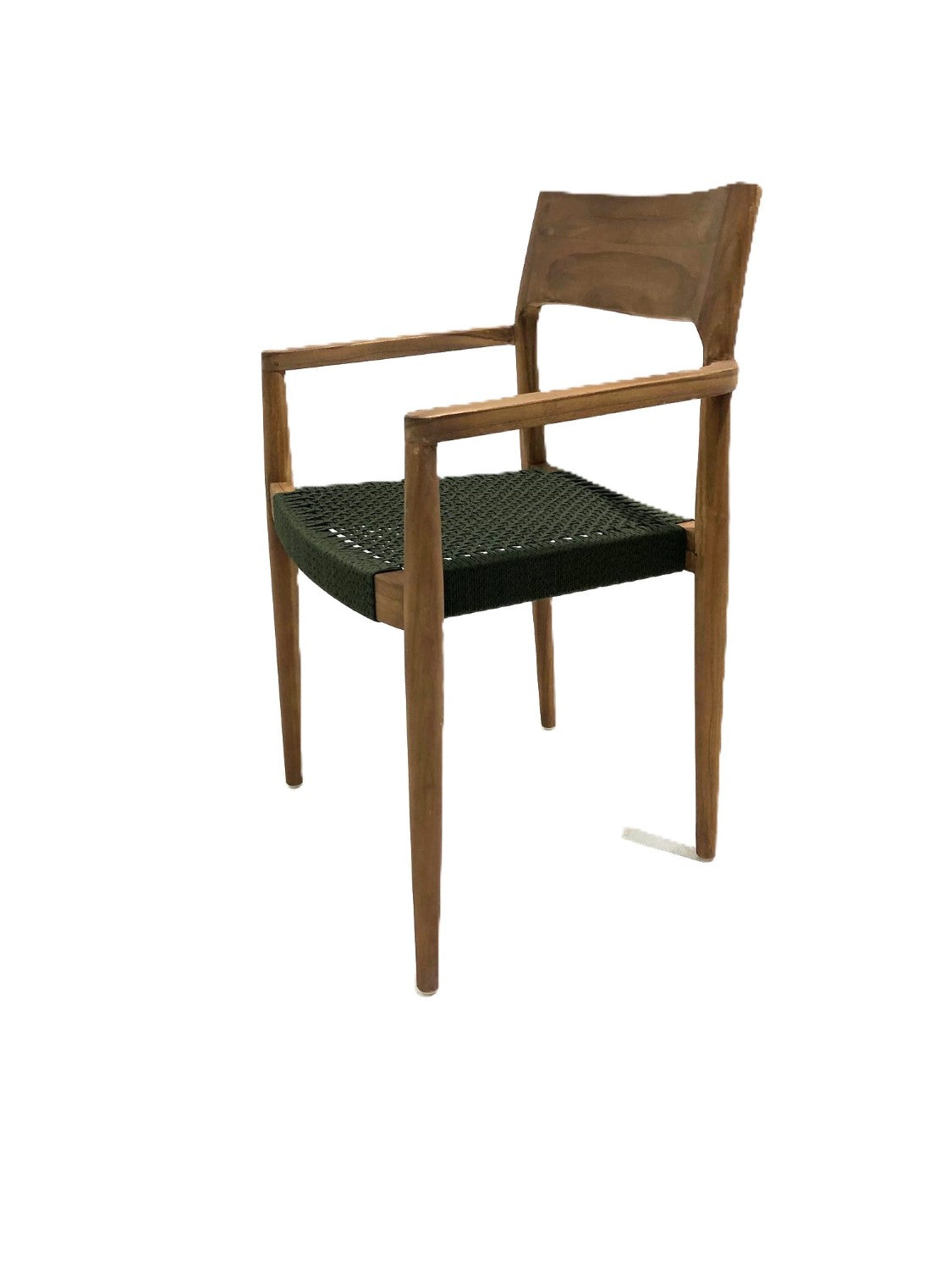 Modern Teak Garden Carver Dining Chair with Woven Rope Seat