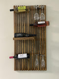 Industrial Mango Wood Hanging Wine Rack with Steel Glass Holders