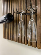 Industrial Mango Wood Hanging Wine Rack with Steel Glass Holders - Home Furniture Interiors