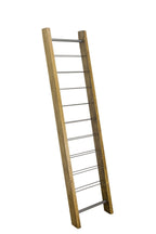 Natural Mango Wood and Steel Freestanding Ladder Style 9 Bottle Wine Rack