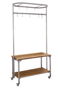 Industrial Grey Mango Wood Kitchen Island with Pot Rack