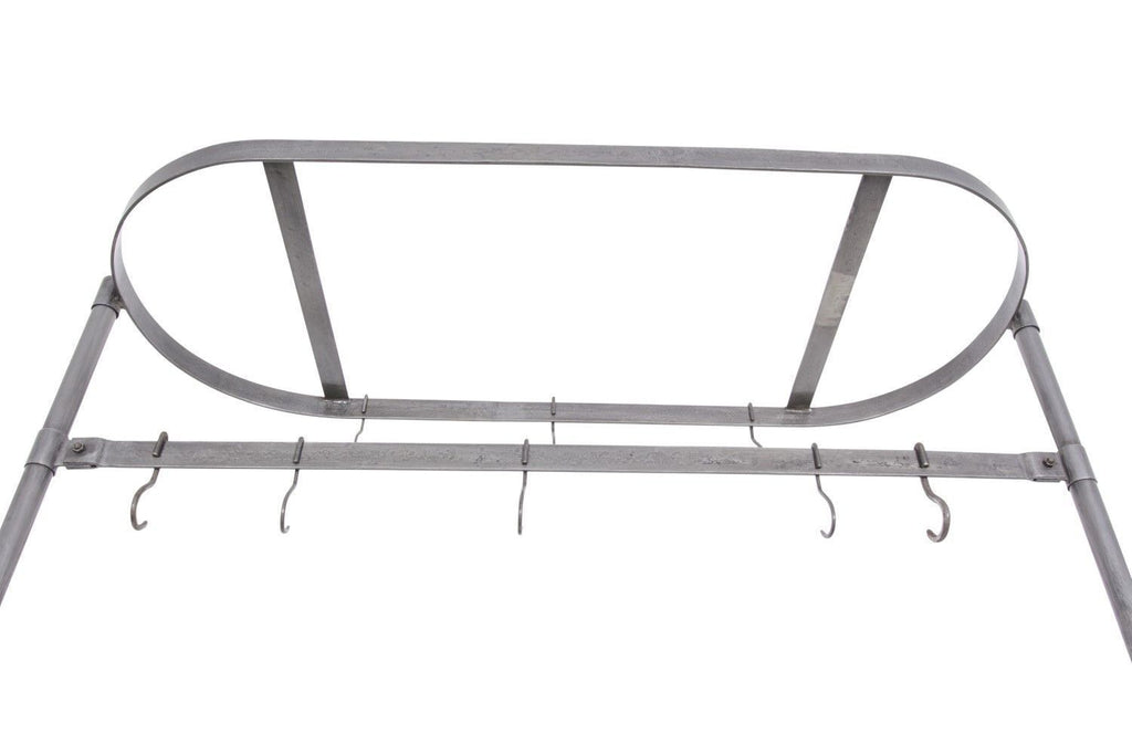 Industrial Grey Mango Wood Kitchen Island with Pot Rack - Home Furniture Interiors