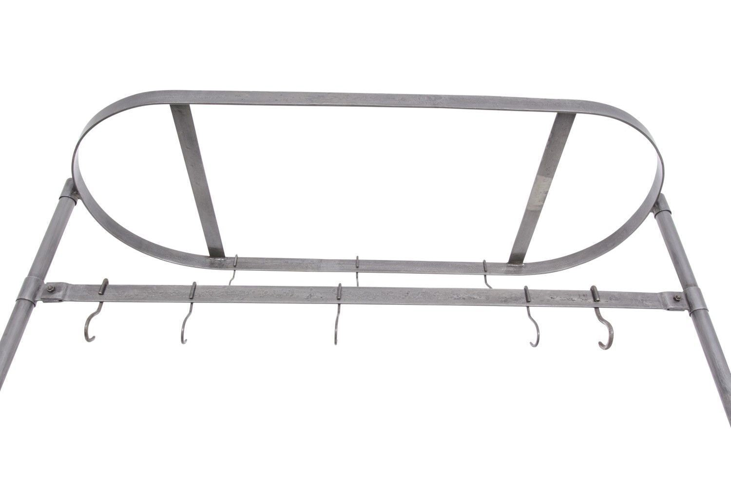Industrial Grey Mango Wood Kitchen Island with Pot Rack - Home Furniture Interiors