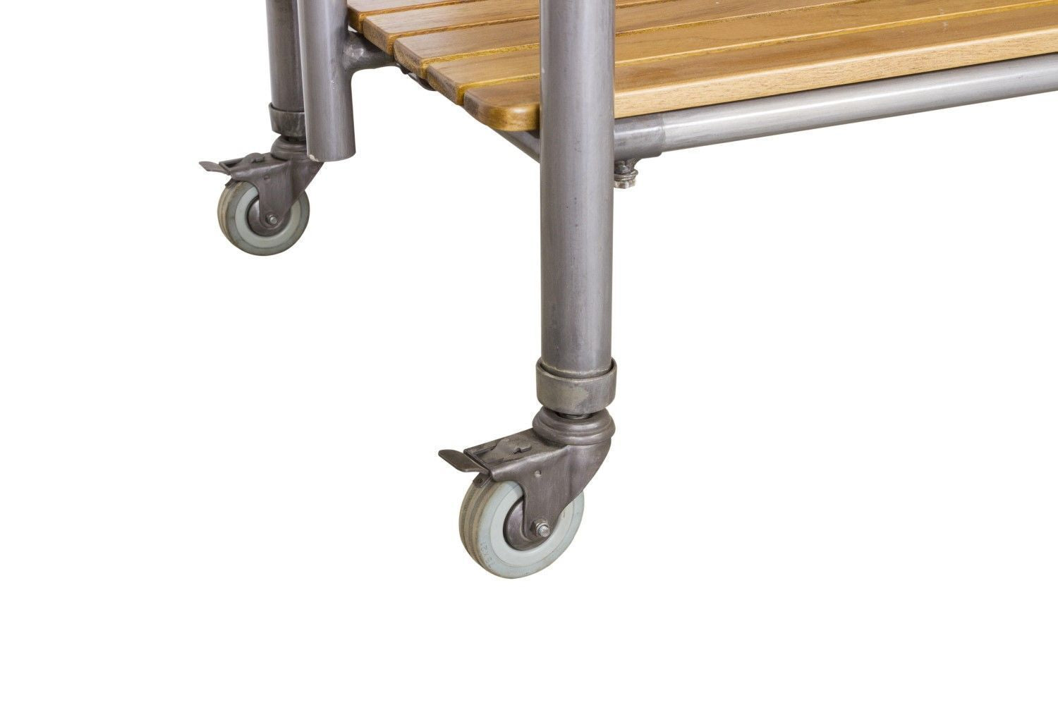Industrial Grey Mango Wood Kitchen Island with Pot Rack - Home Furniture Interiors