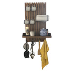 Solid Mango Wood Versatile Hanging Kitchen Rack with Multi Functional Storage