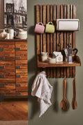 Solid Mango Wood Versatile Hanging Kitchen Rack with Multi Functional Storage - Home Furniture Interiors