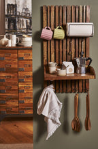 Solid Mango Wood Versatile Hanging Kitchen Rack with Multi Functional Storage - Home Furniture Interiors