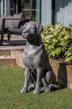 Large Weathered Stone Finish Outdoor Labrador Sculpture - Home Furniture Interiors