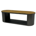 Modern Chevron Wood and Black Panel TV Media Unit with Open Shelf