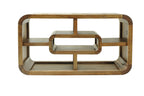 Modern Solid Mango Wood TV and Hi Fi Unit with Curved Open Shelving - Home Furniture Interiors